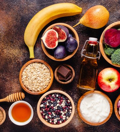 Products for healthy bowel. Natural food for gut.